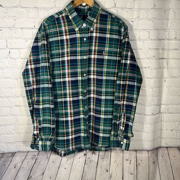 Ralph Lauren Other - Ralph Lauren  Shirt Mens XL Blue Green Plaid Button Up Flesh‎ Color Pony